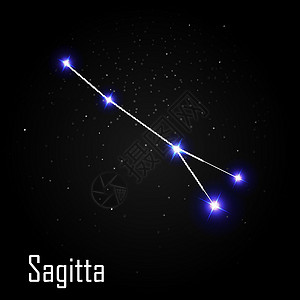 星光灿烂Sagitta 星座与美丽明亮的星星在宇宙天空矢量它制作图案的背景设计图片