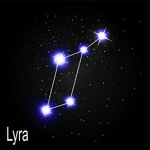 天琴座与美丽明亮的星星在宇宙天空矢量它制作图案的背景设计图片
