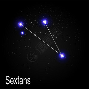 宇宙天空矢量它制作图案背景下具有美丽明亮恒星的六分仪星座设计图片