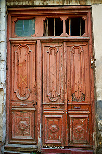 大气复古木制大门 复古风格蓝色艺术木头窗户历史入口历史性建筑金属乡村背景图片