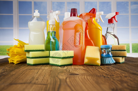 洗碗碟各种清洁用品 设备背景以及各类清洁品家务刷子塑料工具洗手间卫生消毒剂工作产品清洁工背景