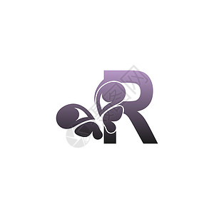 字母 R 与蝴蝶图标标志设计 vecto背景图片