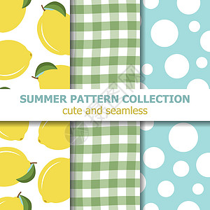 夏季图案系列 柠檬主题 夏旗食物情调无缝打印异国横幅格子绿色艺术模式背景图片