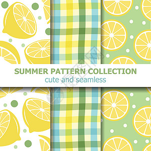 黄色水果主题新鲜的夏季图案系列 柠檬主题 夏旗插画