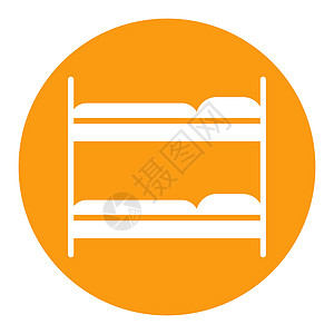 双层床平面矢量隔离符号白色字形 ico设计图片