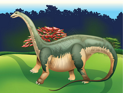 Apatocolus 亚帕松颈椎动物化石蜥脚类爬行动物软组织历史古生物学绘画恐龙插画