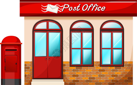 汇票邮政办公室局长邮票建筑储蓄邮件护照收据包装银行窗户插画