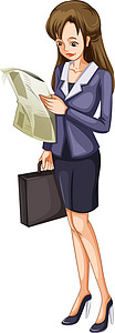 女商务一个女人读一份报纸插画
