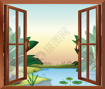 安装窗户pon附近的一扇窗户插画