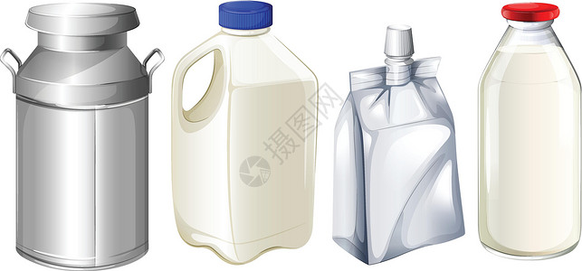 不同的牛奶容器图片