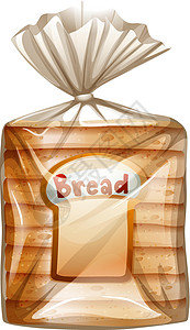 面包袋一包切片布雷亚白色烘烤包装密封海豹标签小袋贮存食物预切片插画