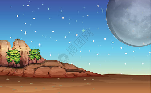 明月星光下的沙漠背景图片