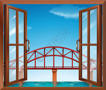 温风至桥对面的一扇窗办公室眼睛房子水形通道通风空气窗户双方安装插画