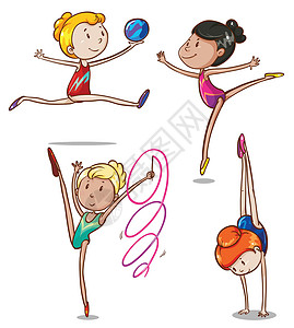 体操表演体操运动员素描插画