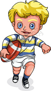 小孩橄榄球打橄榄球的一个年轻白人男孩插画