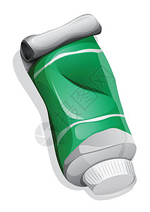 药用牙膏一个绿色的药盆凝胶化学品包装洗发水制药洗剂层压药店灰色医疗插画