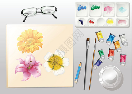 树脂眼镜一幅画的俯视图设计图片