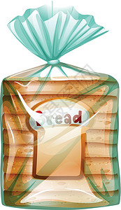 一包切片布雷亚零食塑料白色碳水小袋营养包装贮存标签预切片插画
