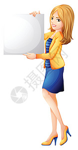 女长袖拿着一个空的招牌的办公室女孩设计图片