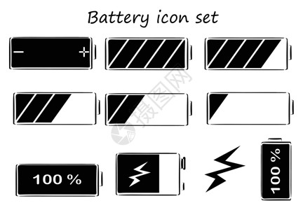 纽扣电池腐蚀黑色和白色电池图标设计图片