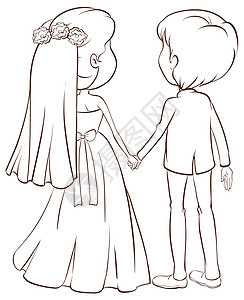 婚礼男人婚姻单词卡片裙子绘画海报墙纸夫妻卡通片背景图片