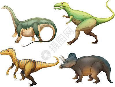 四只恐龙羊膜动物高清图片