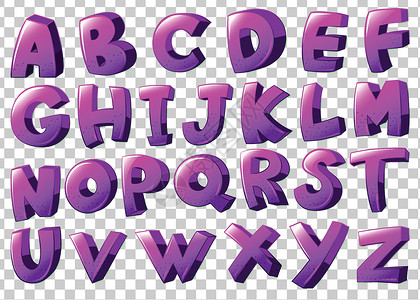 ps字体样式字母表的紫色字母插画