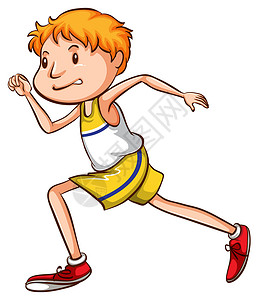 三项小男孩简笔画场地跑步比赛青少年运动员慢跑队伍素描艺术品男性插画