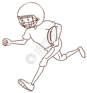 美式足球运动员草图跑步活动男生白色艺术品玩家爱好男人绅士背景图片