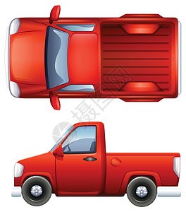 皮卡车白色旅行天线红色绘画插图轮子卡车卡通片保险杠背景图片