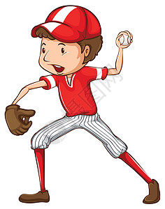 花投手一名男性棒球运动员玩家青少年练习艺术捕手爱好草图艺术品比赛闲暇插画