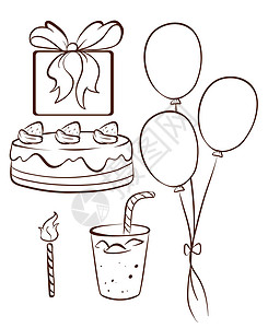 长方形蛋糕生日快乐的简单画法设计图片