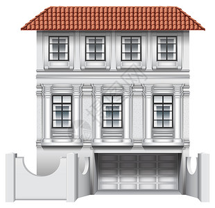 白色屋顶有车库的大房子指导阴影建筑素描多层公寓建筑学居民木匠窗户设计图片