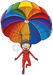 找彩虹的降落伞一个带降落伞的女孩的简单素描插画