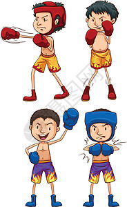 男性拳击运动员拳击手简笔画插画
