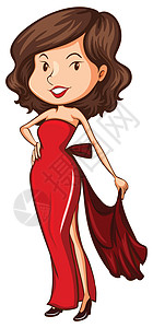 一位身穿红色正装的女士素描背景图片