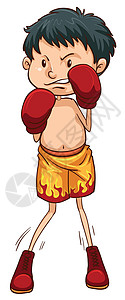 练习拳击选手一个盒子的简单草图竞赛素描运动员绅士练习比赛短裤活动男生男人插画