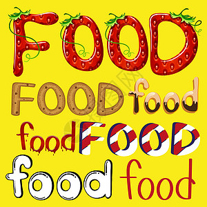 设计食物绘画横幅标识字体白色红色小写卡通片木板背景图片