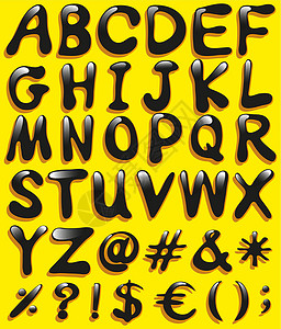 字母表的大字母绘画黄色蓝色样式卡通片教育孩子们意义黑色漫画背景图片