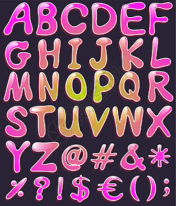 粉红色科洛字母表中的字母艺术品样式辉光意义教育学校黄色大写粉色大号背景图片