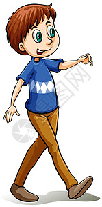 欧美蓝色牛仔裤快乐的人走路男人白色男生牛仔裤绘画青少年男性裤子棕色绅士插画