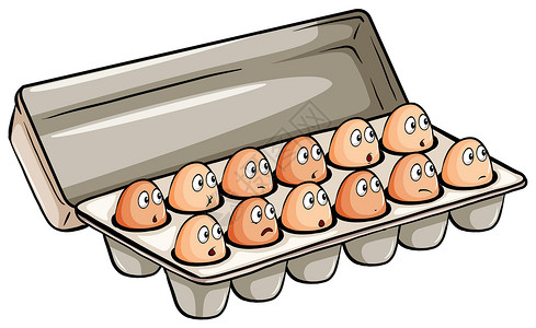 鸡蛋上的眼睛一打鸡蛋白色贮存圆形长方形团体眼睛蛋黄贝壳面孔蛋白插画
