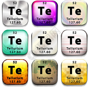 带有化学元素 Telluriu 的按钮海报物理收藏桌子量子团体菜单技术盘子绘画背景图片