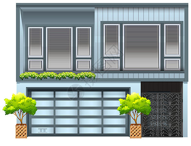 现代车库现代风格的办公室机构庇护所住宅房子草图建筑学建筑指导绘画安全插画