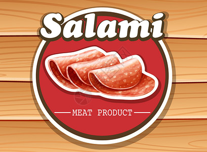 萨拉米语Name烹饪标签美食小吃牛肉卡通片早餐食物贴纸广告背景图片