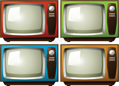 电视机电视白色娱乐工具技术红色绿色家庭黄色监视器背景图片