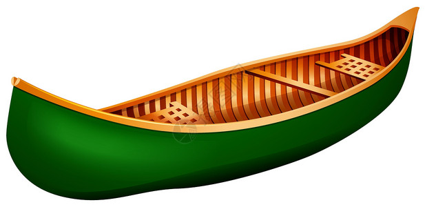 独木舟手工绿色座位运输白色卡通片工艺绘画木头旅行背景图片