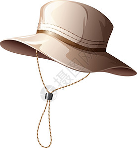 捕鱼帽白色绳索卡通片细绳帽子绘画棕色织物工具阴影背景图片