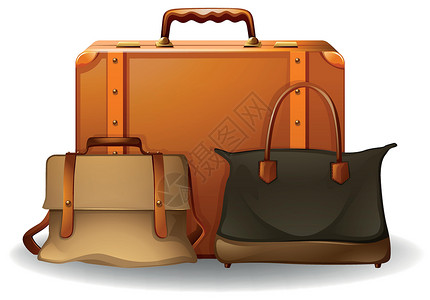 行李海报假期材料卡通片手提箱棕色贮存墙纸白色旅行背景图片