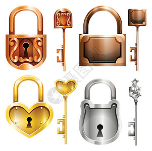 钥匙最懂锁心对象收藏钥匙锁孔剪贴矩形警卫橡木安全绘画墙纸插画